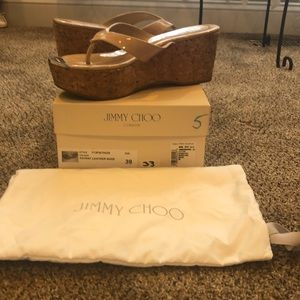 Jimmy Choo patent leather nude sandal